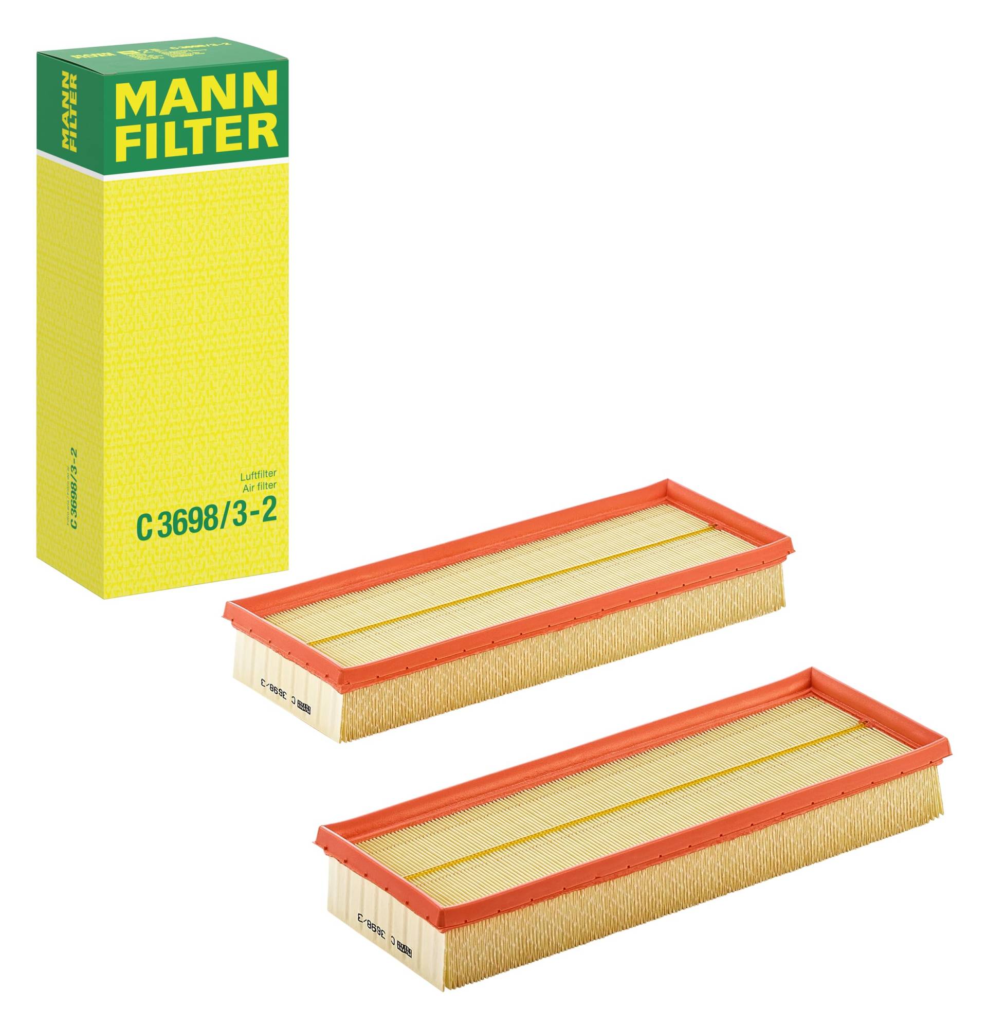 MANN-FILTER 2er Set C 3698/3-2 Luftfilter – Für PKW von MANN-FILTER