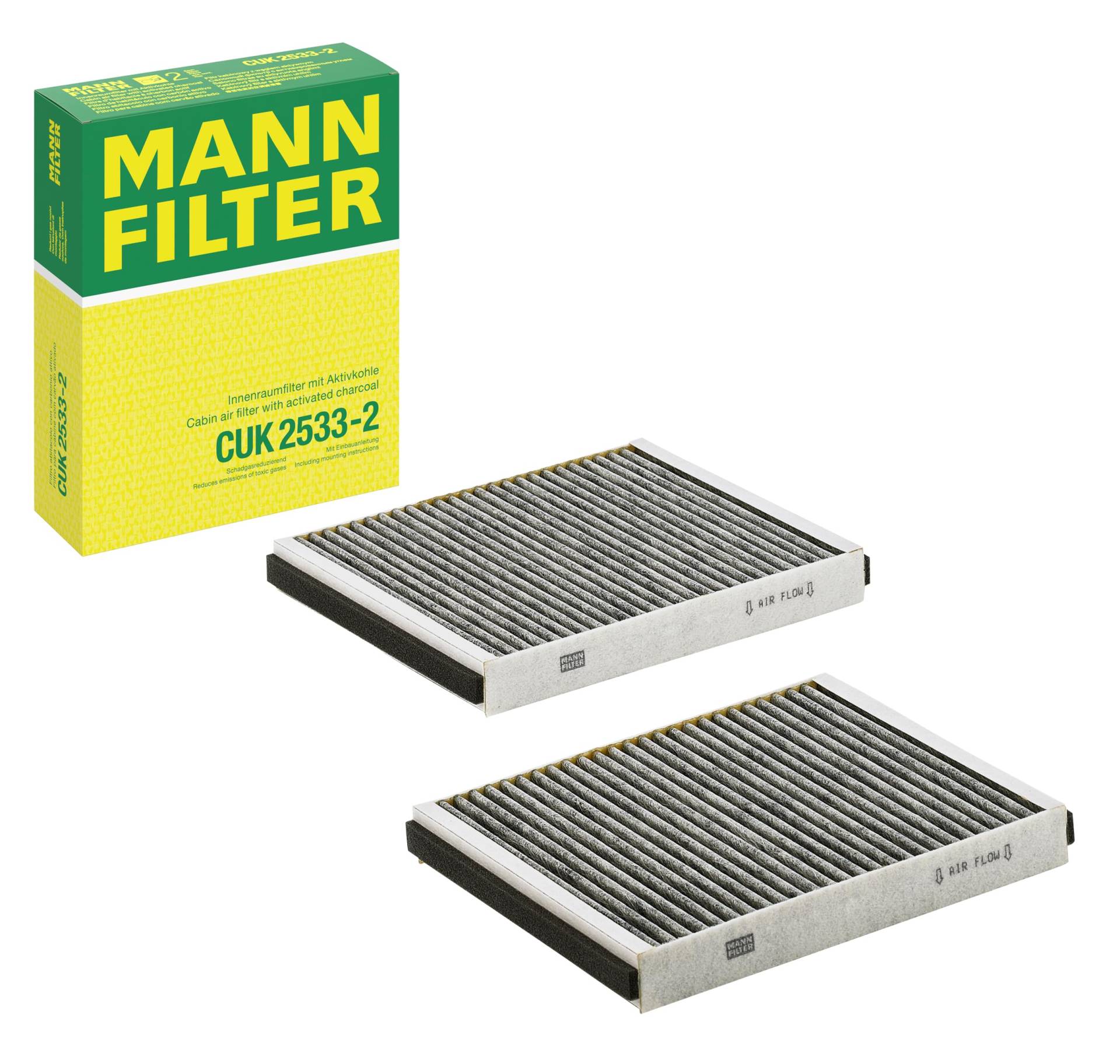 MANN-FILTER CUK 2533-2 Innenraumfilter – Kabinenluftfilter Satz (2er Set) – Für PKW von MANN-FILTER