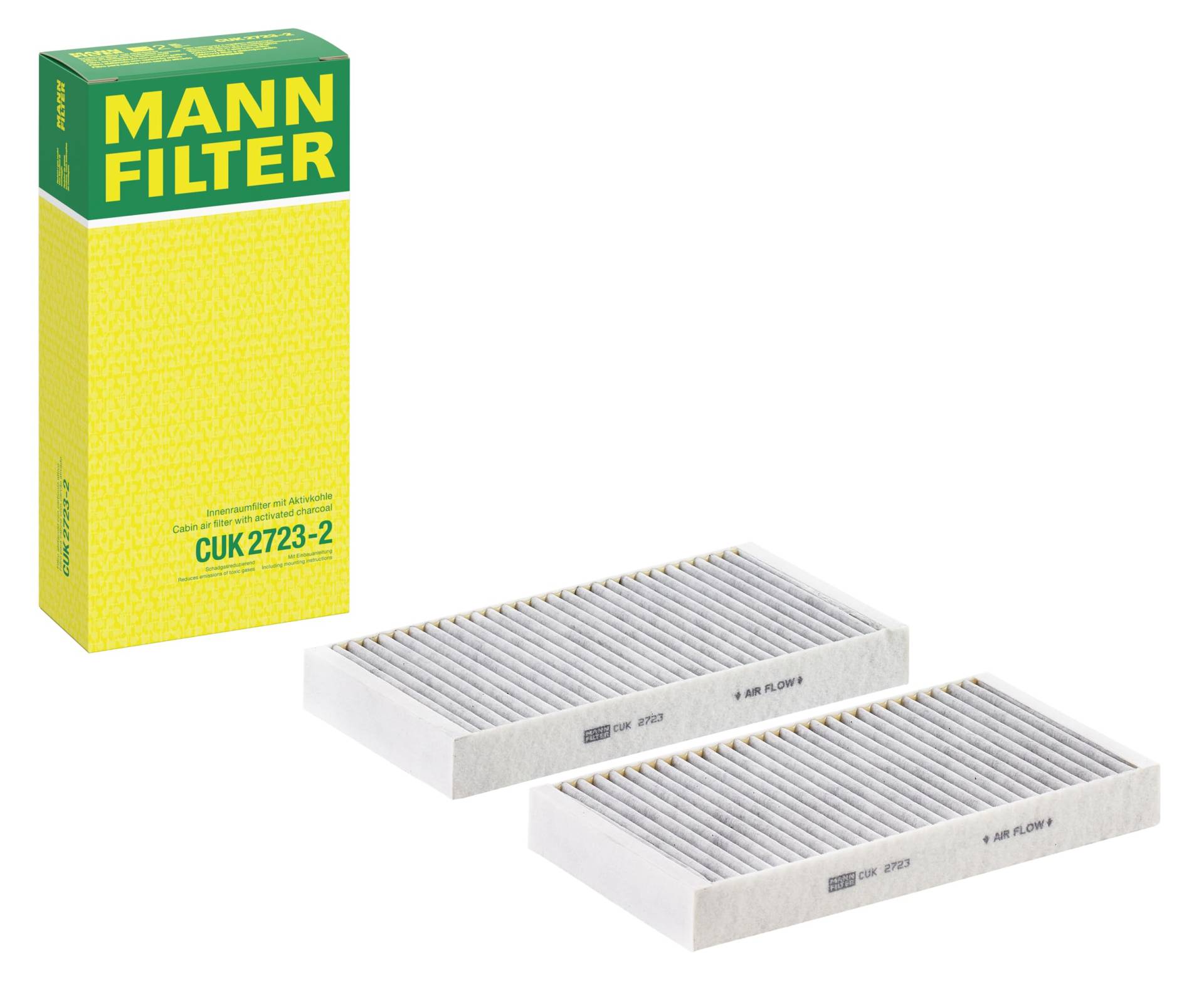 MANN-FILTER CUK 2723-2 Innenraumfilter – Kabinenluftfilter Satz (2er Set) – Für PKW von MANN-FILTER