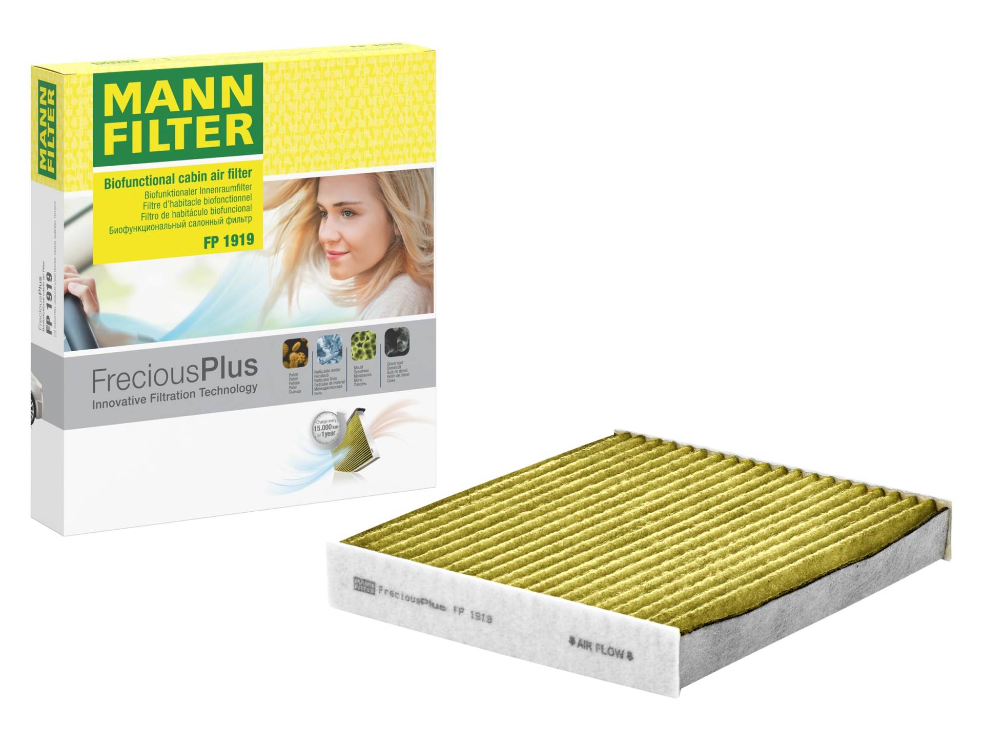 MANN-FILTER FP 1919 Innenraumfilter – FreciousPlus Biofunktionaler Pollenfilter – Für PKW von MANN-FILTER