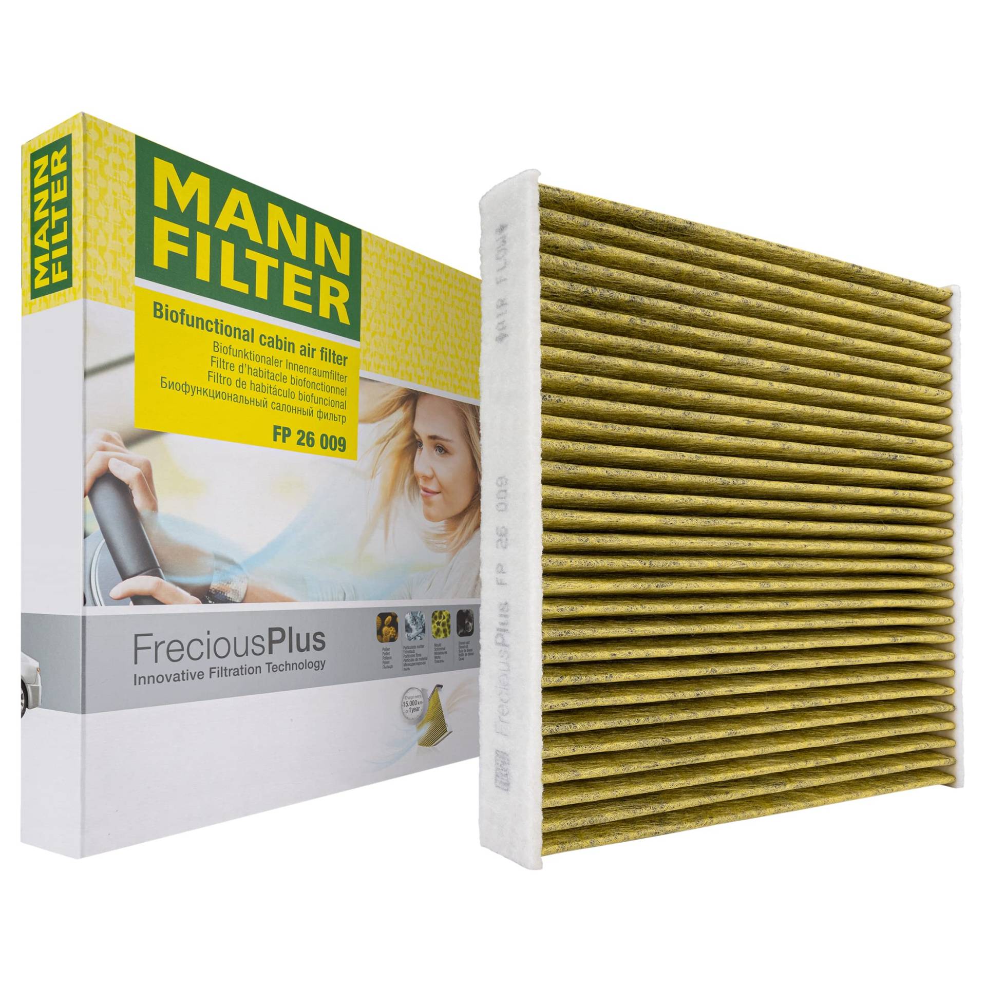 MANN-FILTER FP 26 009 Innenraumfilter – FreciousPlus Biofunktionaler Pollenfilter – Für PKW von MANN-FILTER