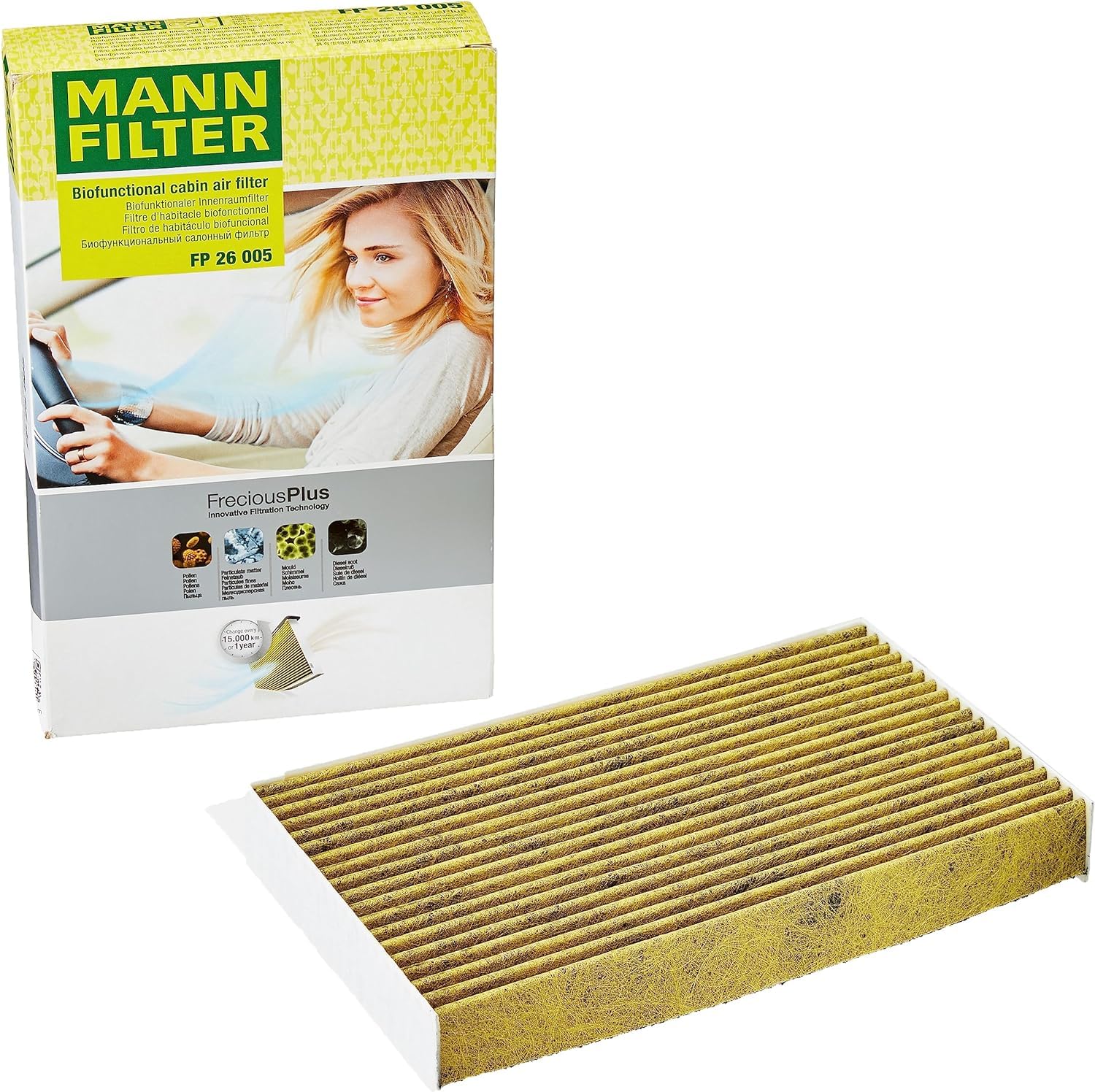 MANN-FILTER FP 26 005 Innenraumfilter – FreciousPlus Biofunktionaler Pollenfilter – Für PKW von MANN-FILTER