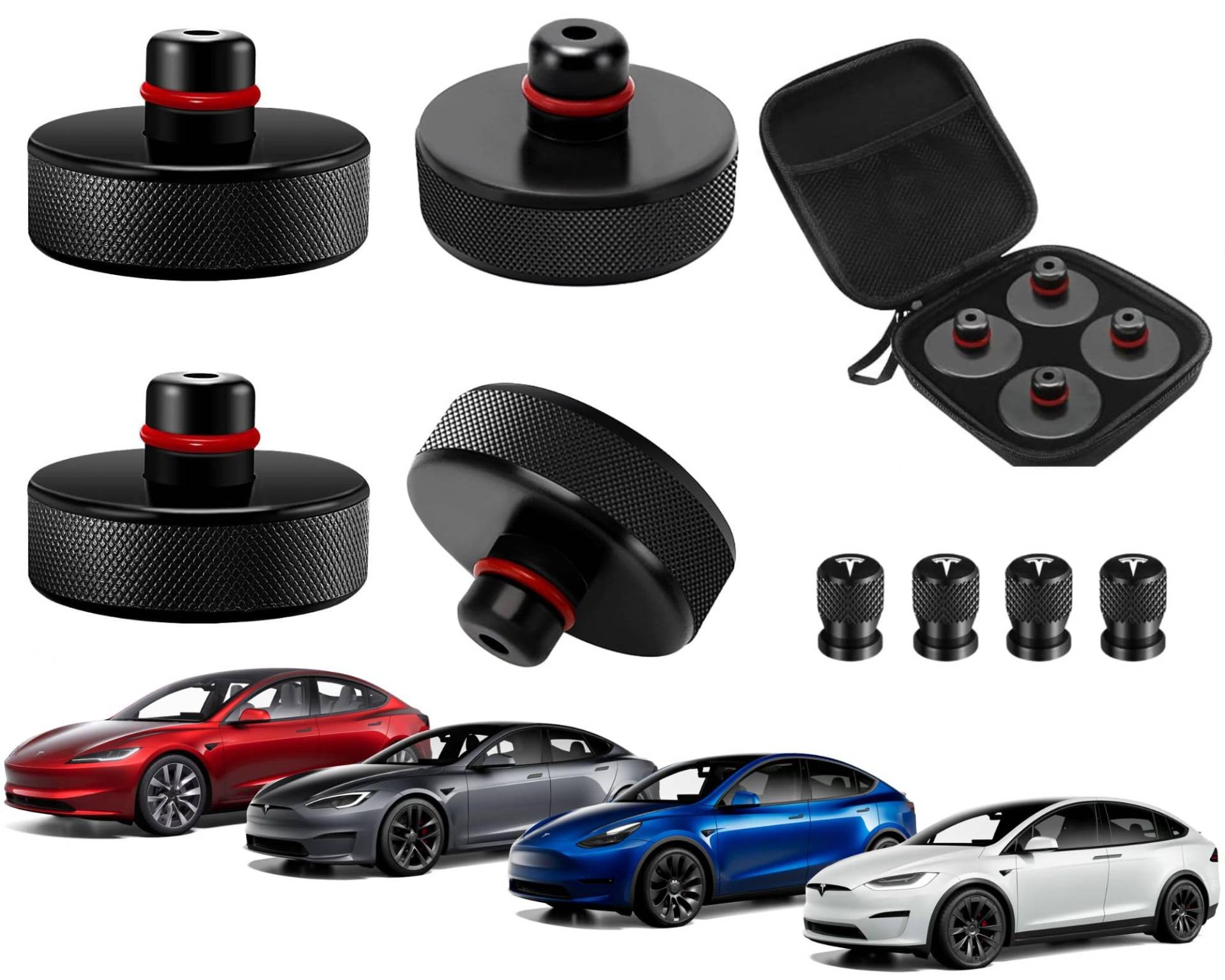 Hebekissen für Automobile, Tesla Model 3/S/X/Y, 4 Kissen mit Aufbewahrungstasche, Zubehör für Tesla-Fahrzeuge, Klinken-Pad-Block-Schutz und 4 Reifenventile Hebekissen für Automobile, Tesla Model 3/S/X/Y, 4 Kissen mit Aufbewahrungstasche, Zubehör für Tesla-Fahrzeuge, Klinken-Pad-Block-Schutz und 4 Reifenventile von Manori Market