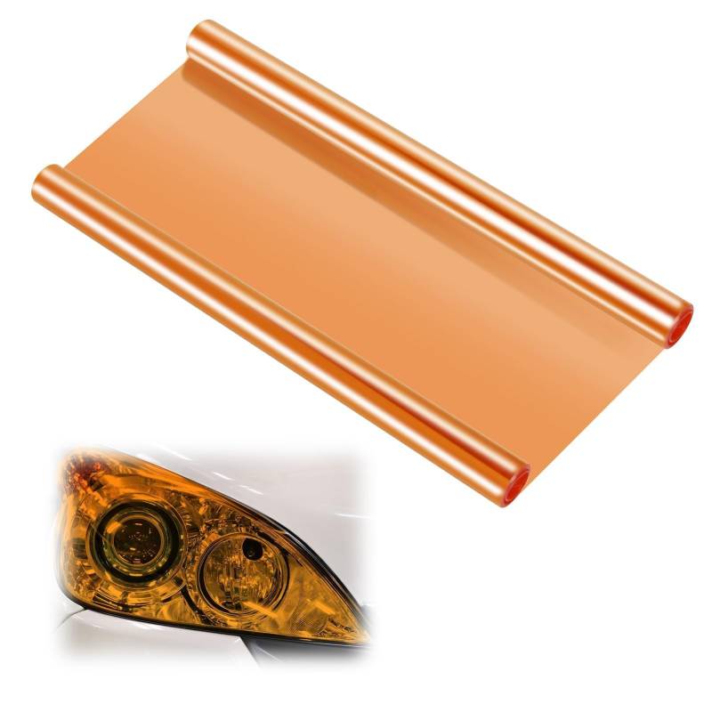 Scheinwerfer Tönungsfolie Scheinwerfer Folie Orange 120x30cm PVC Scheinwerfer Tönungsfolie Selbstklebend Hitzebeständig, Rückleuchten Nebelscheinwerfer Tönungsfolie Aufkleber TPH Wasserdicht von Mantoto