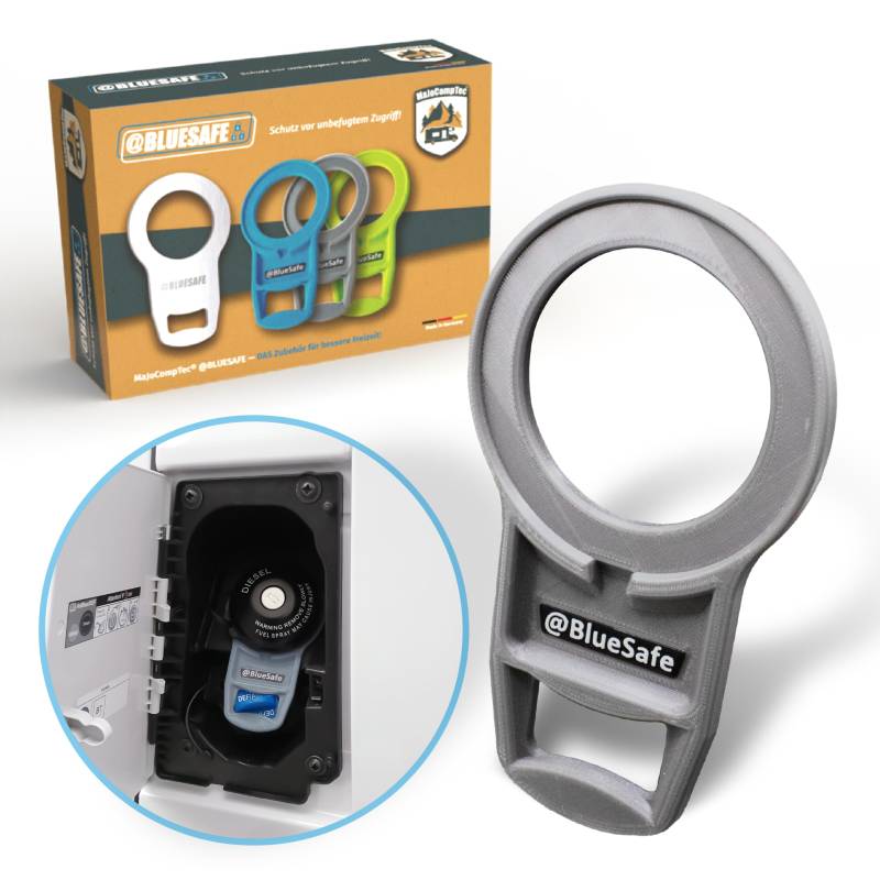 MaJoCompTec® Tankdeckel Sicherung I Tanksicherung für AdBlue Tankverschluss Deckel I Zubehör Kastenwagen Wohnmobil (für Peugeot Boxer, Grau) von MaJoCompTec