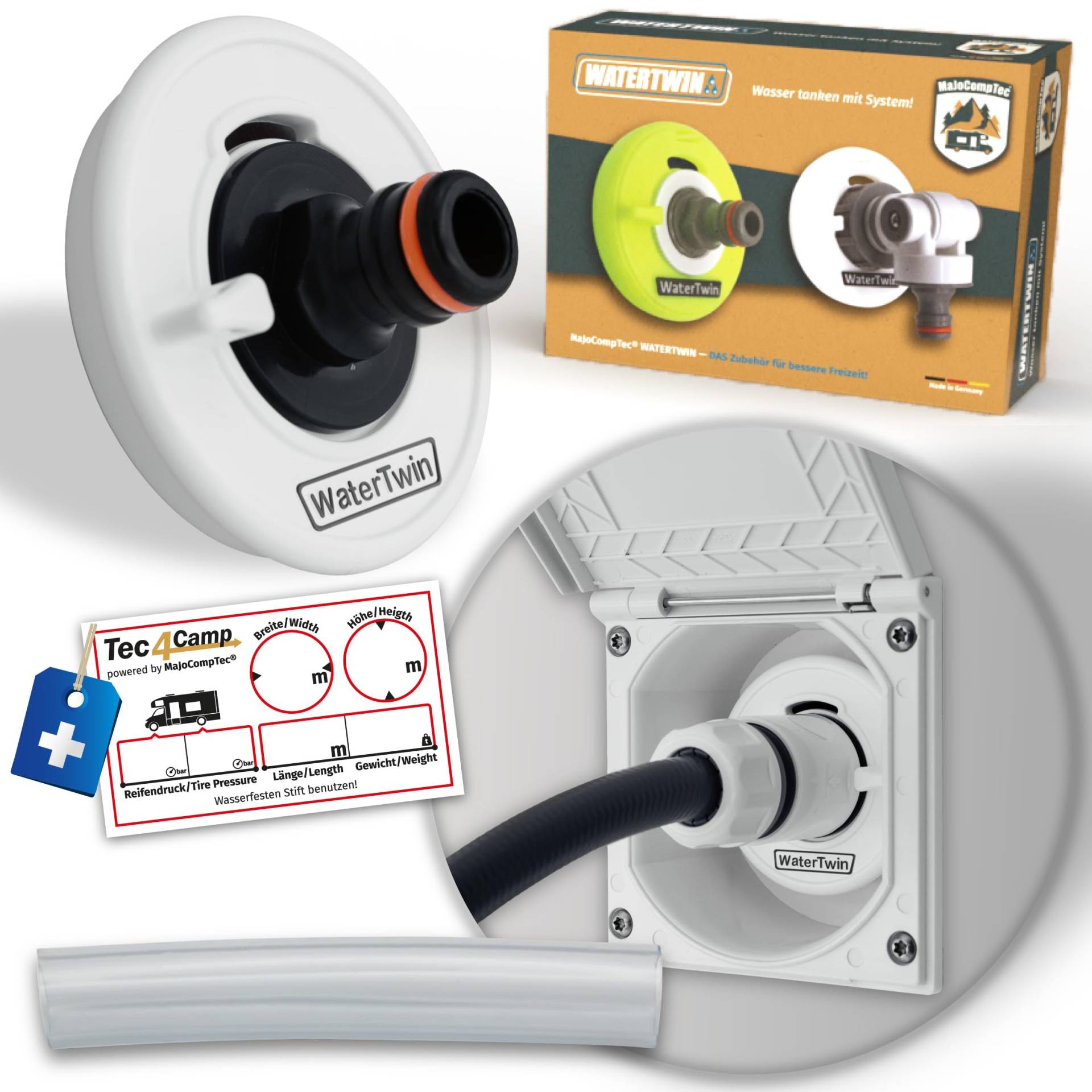 Wohnmobil Wassertankdeckel Tankdeckel Wassertankadapter mit Gardena Anschluss für neuere Dethleffs XLi, ALPA, TREND, PULSE Modelle (Typ 3-Pin D:68) von MaJoCompTec