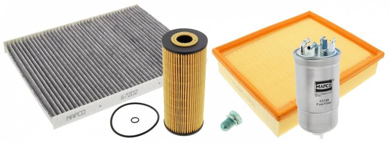 Mapco 68905 Inspektionspaket Ölfilter Luftfilter Innenraumfilter Kraftstofffilter Ölablaßschraube von Mapco