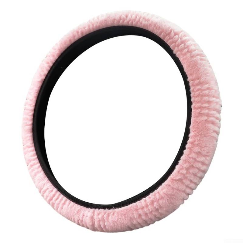 Auto-Lenkradbezug aus Plüschmaterial, 38,1 cm (15 Zoll), mit rutschfestem Design für sichereres Fahren (Rosa) von Marchfunny