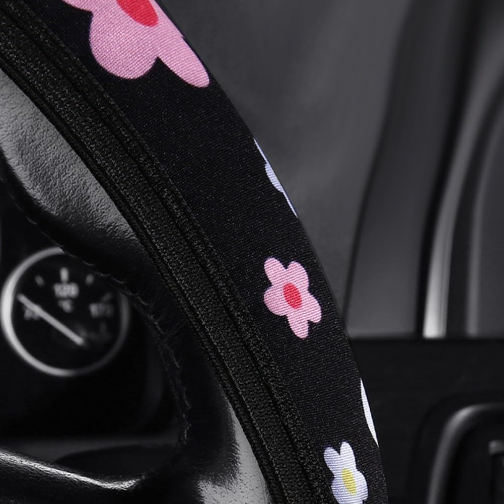 Auto-Lenkradbezug mit Blumenmuster, atmungsaktives Gewebe und verbesserter Griffigkeit für sichereres Fahren (A) von Marchfunny