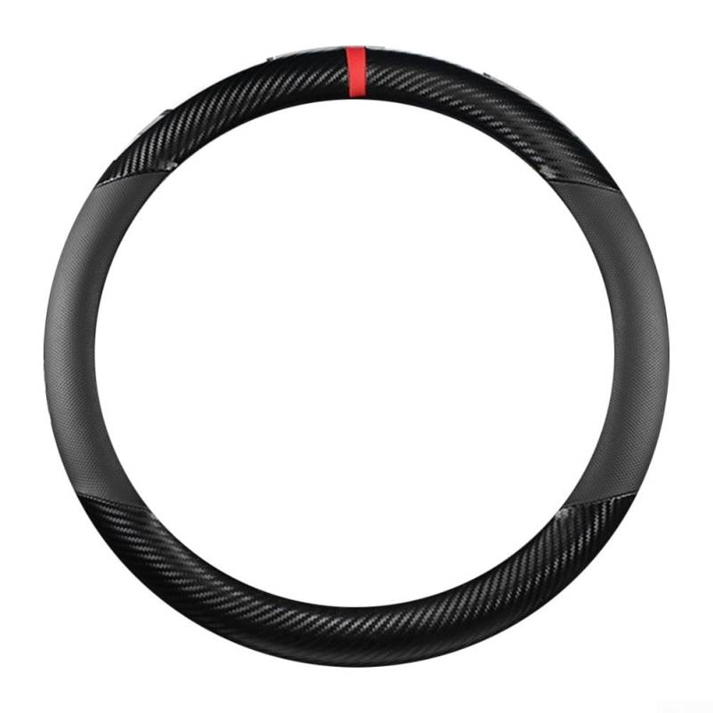 Ergonomischer Lenkradbezug aus Kohlefaser, 38,1 cm, verbesserter Griff für Autos, LKWs und SUVs, einfache Installation von Marchfunny