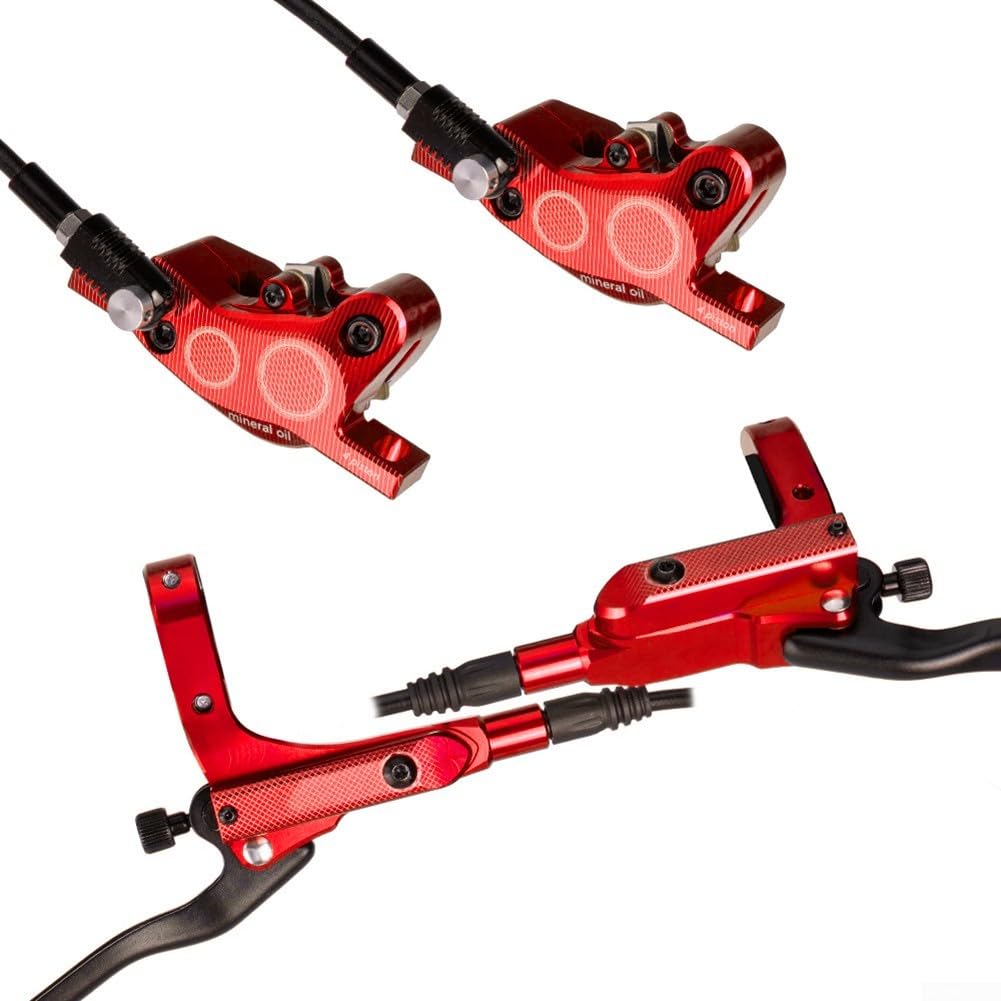 Hydraulische Hochleistungs-Scheibenbremsen mit 4 Kolben für Rennräder und Mountainbikes, bieten hervorragende Kontrolle (rot) von Marchfunny