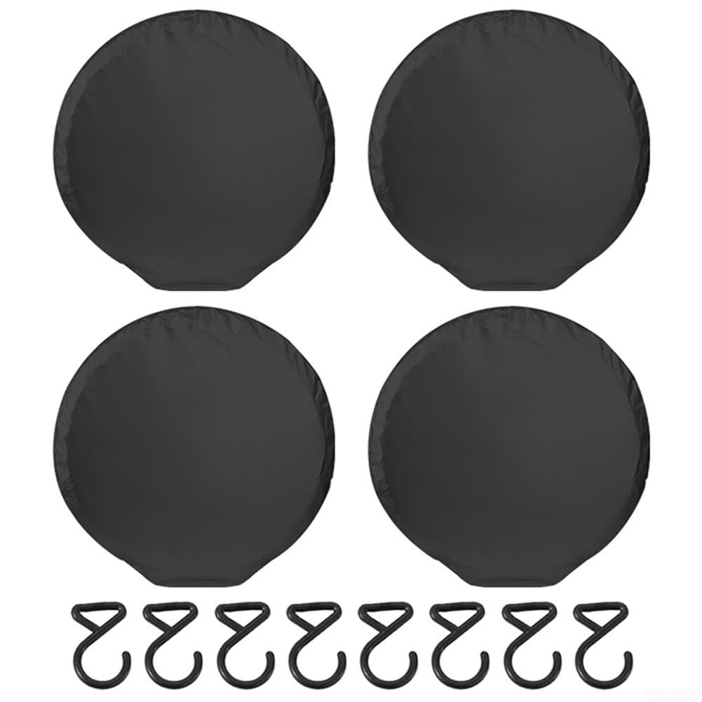 Reifenabdeckung Essentials 4 Stück bietet umfassenden Wetterschutz und sicheren Sitz (Schwarz, L) von Marchfunny