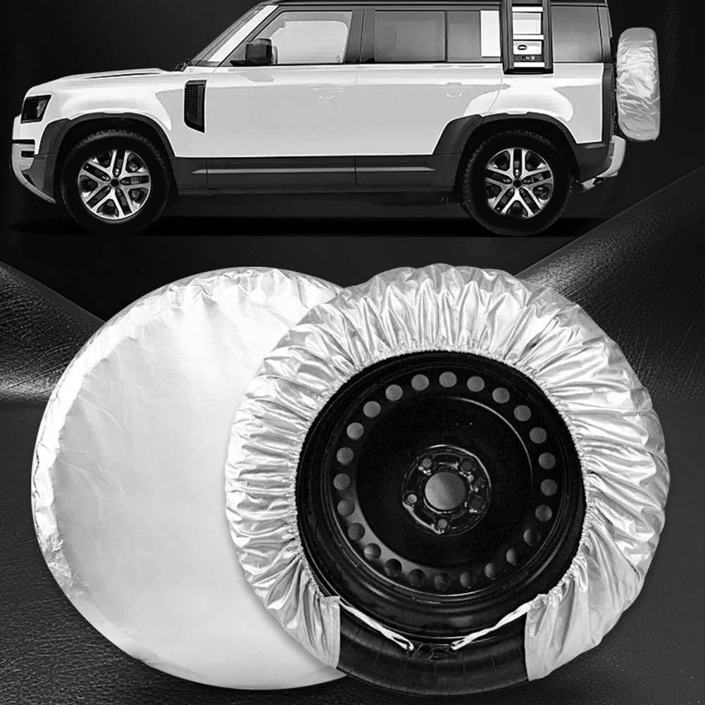 Reifenabdeckung Essentials 4 Stück bietet umfassenden Wetterschutz und sicheren Sitz (Silber L) von Marchfunny