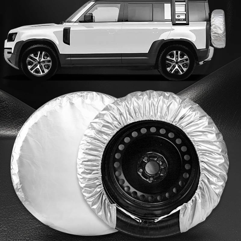 Reifenabdeckung Essentials 4 Stück bietet umfassenden Wetterschutz und sicheren Sitz (Silber L) von Marchfunny