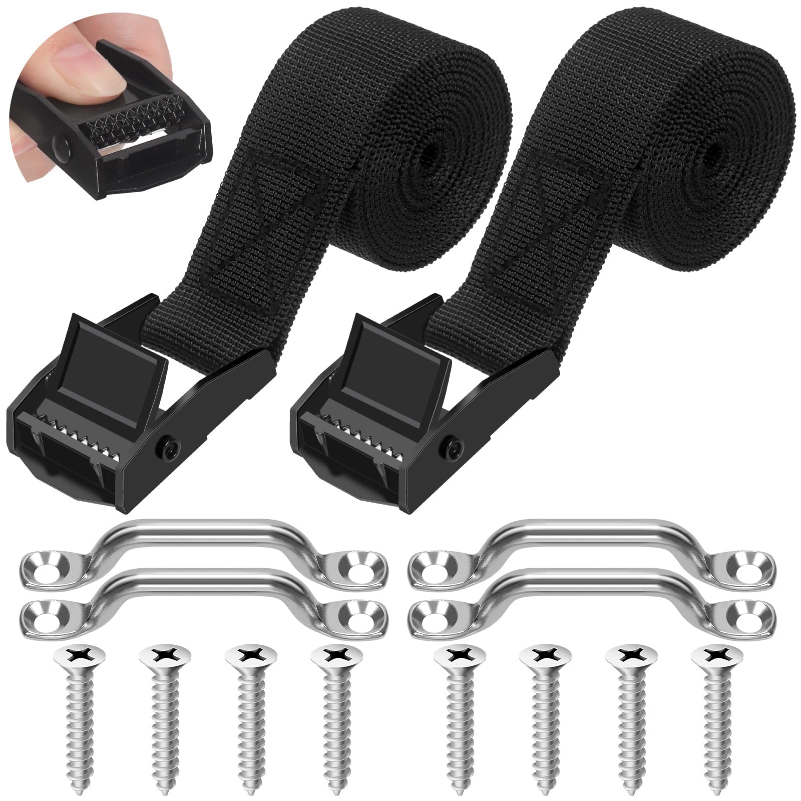 Mardatt 2 Set Zurrgurte mit Schnalle, 25mm x 1.2m Spanngurt Befestigungsgurt mit Klemmverschluss, Edelstahlbügel und SS-Schrauben für Boote, Gepäckgürtel, Autos Mardatt 2 Set Zurrgurte mit Schnalle, 25mm x 1.2m Spanngurt Befestigungsgurt mit Klemmverschluss, Edelstahlbügel und SS-Schrauben für Boote, Gepäckgürtel, Autos von Mardatt