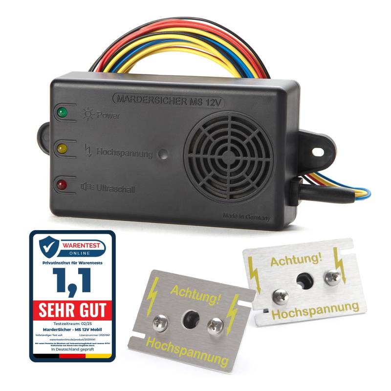 MarderSICHER Mobil MS12V | Marderschreck fürs Auto | Ultraschall & Hochspannung | Marderabwehr von Marder Sicher