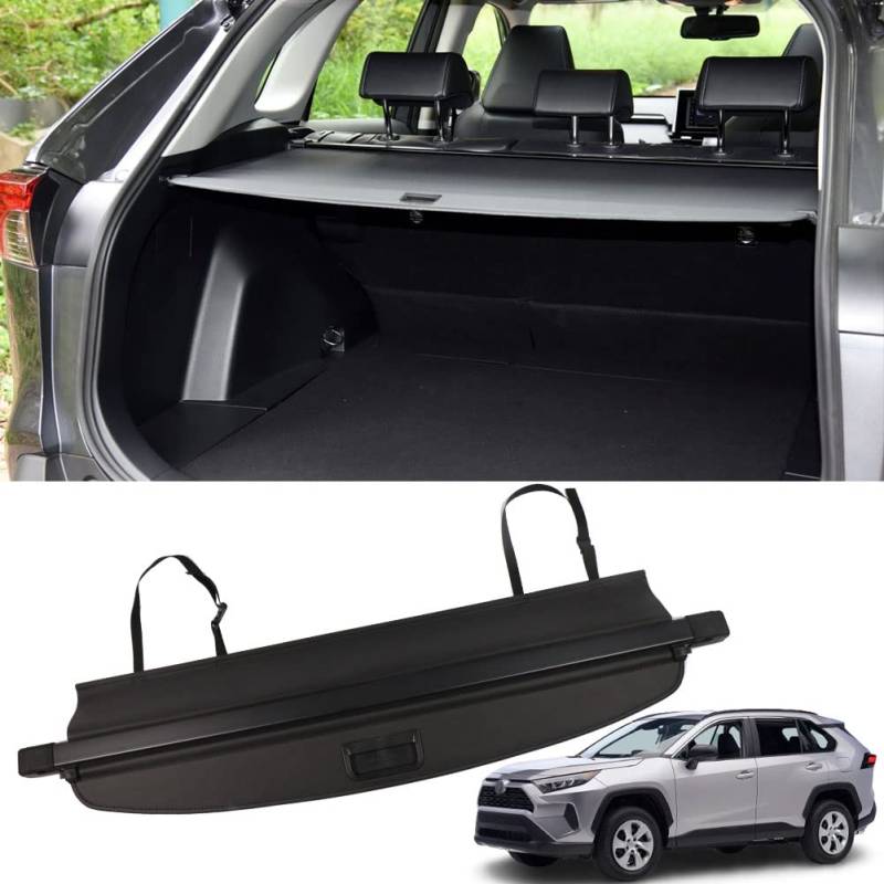 Marretoo Laderaumabdeckung Factory Style für Toyota RAV4 Zubehör 2019-2022 Schwarzer einziehbarer Kofferraum-Sicherheitsschutzschirm von Marretoo