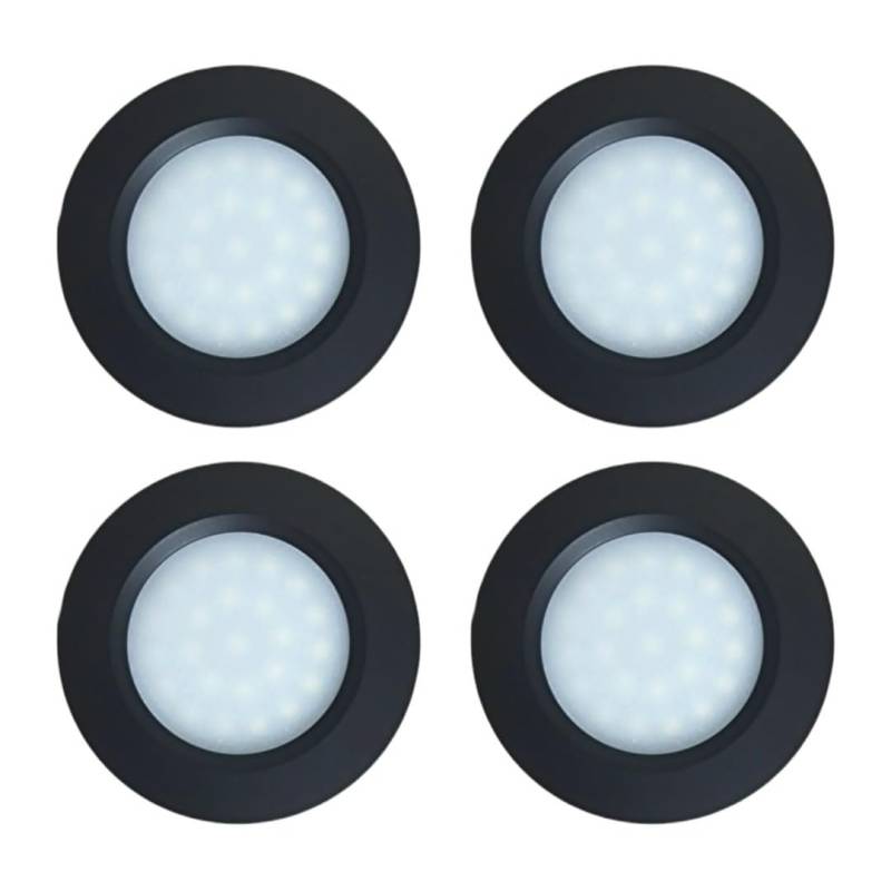MARVIX 4 x LED-Spots, 12 V, Touch-gesteuerter An-/Ausschalter, dimmbar, für Wohnwagen, Wohnmobil, Boot, schwarz, Downlights, warmweiß, 3000 K von Marvix