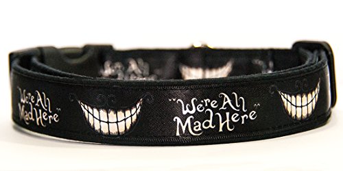 Alice Were All Mad Here Alice in Wonderland Hundehalsband Handgemachte Größe L Mit Hundeleine MultiPosition Matching Collar HandMade von MasTazas