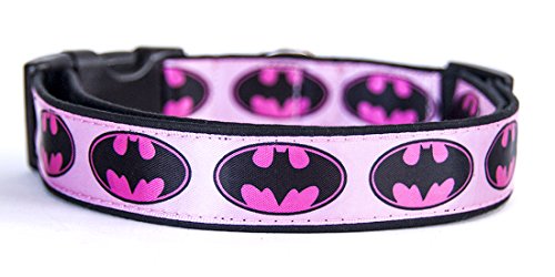 Batman Logo DC Comics Batgirl Pink Hundehalsband Handgemachte Größe L Mit Hundeleine MultiPosition Matching Collar HandMade von MasTazas
