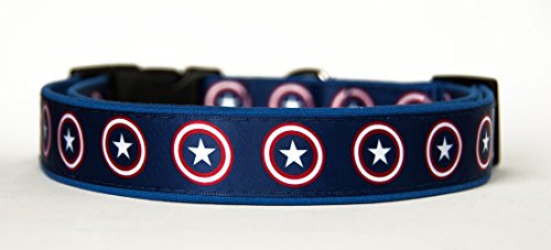 Captain America Hundehalsband Handgemachte Größe L Mit Hundeleine MultiPosition Matching Collar HandMade von MasTazas
