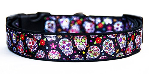 Sugar Skull Day Of The Dead Hundehalsband Handgemachte Größe M Mit Hundeleine MultiPosition Matching Collar HandMade von MasTazas