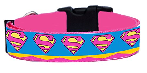 SuperGirl Pink Superman B Hundehalsband Handgemachte Größe M Mit Hundeleine MultiPosition Matching Collar HandMade von MasTazas
