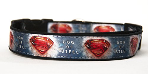 Superman Dog Of Steel Hundehalsband Handgemachte Größe XL Mit Hundeleine MultiPosition Matching Collar HandMade von MasTazas