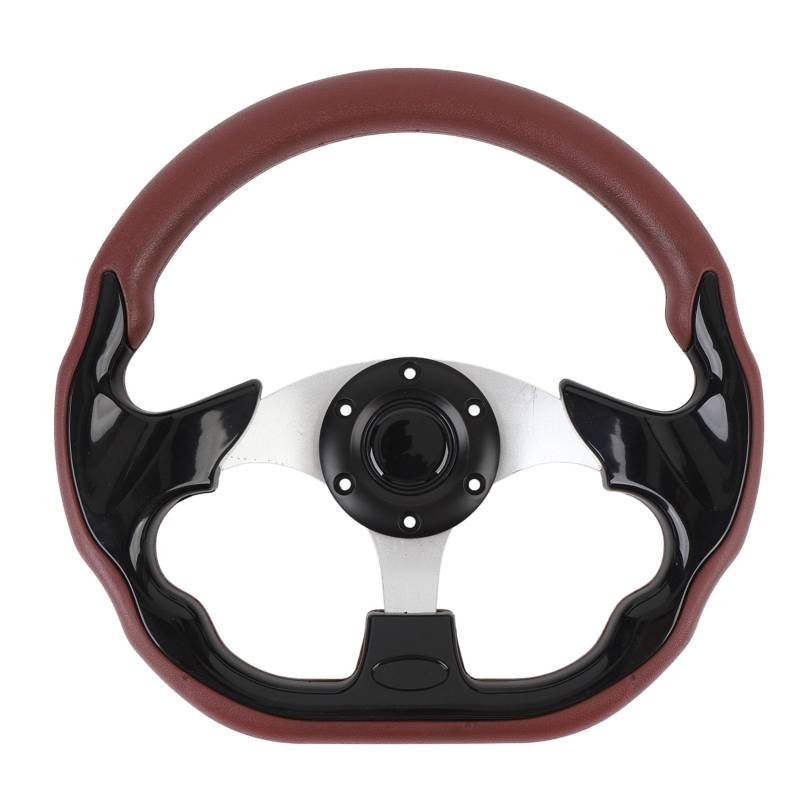 13-Zoll-Autolenkrad, PU, ​​sportliche Optik, Verbesserter Griff, Rennstil, für 6-Loch-Lenkradnabenadapter, Weinrot von MasYosh