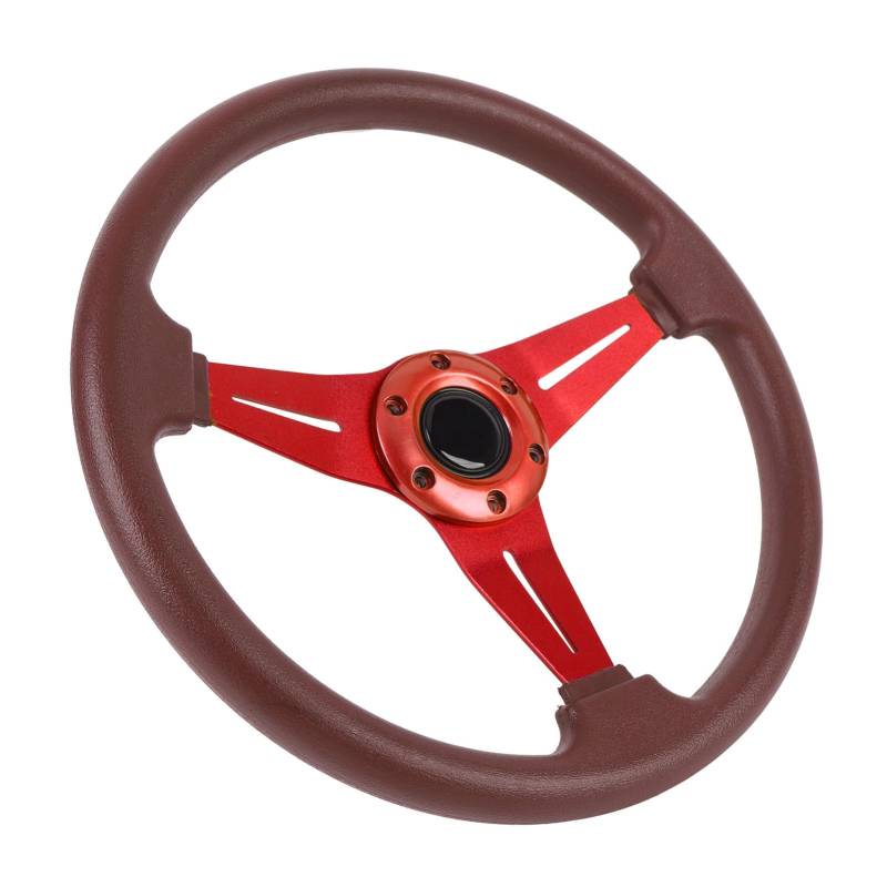 14in Renn Lenkrad mit Horn PU-Leder Komfortabler Griff für 6 Loch Lenkrad-Naben-Adapter (Rot) von MasYosh