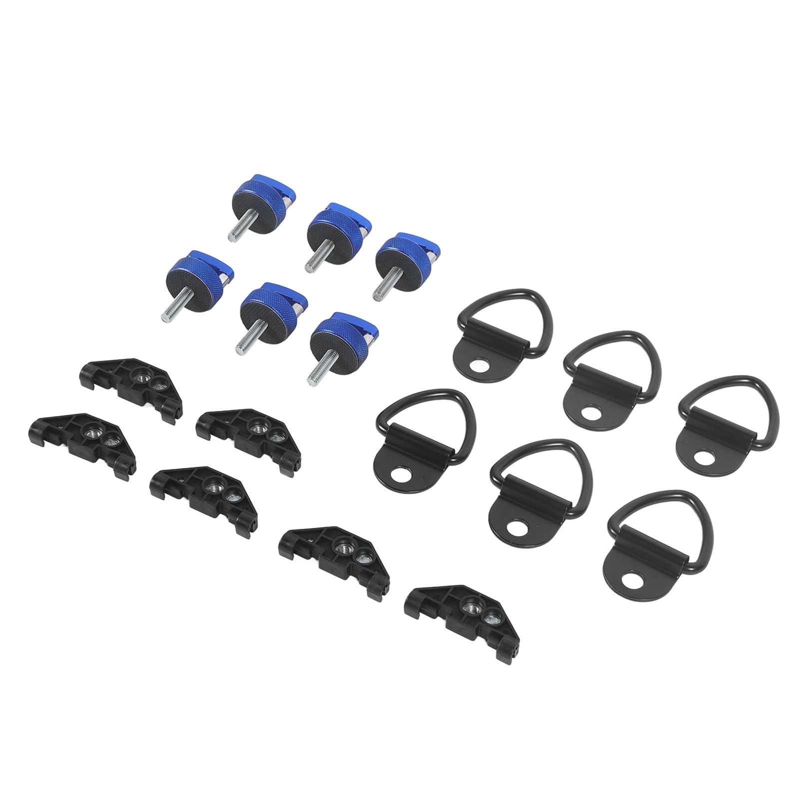 6 Sätze Hard Top Bolzen mit D Ringen Stahl Billet Aluminium Schnellentfernung Fastener Daumenschraubmutter Kit für JK JLU 2007 Bis 2018 (Blau) von MasYosh