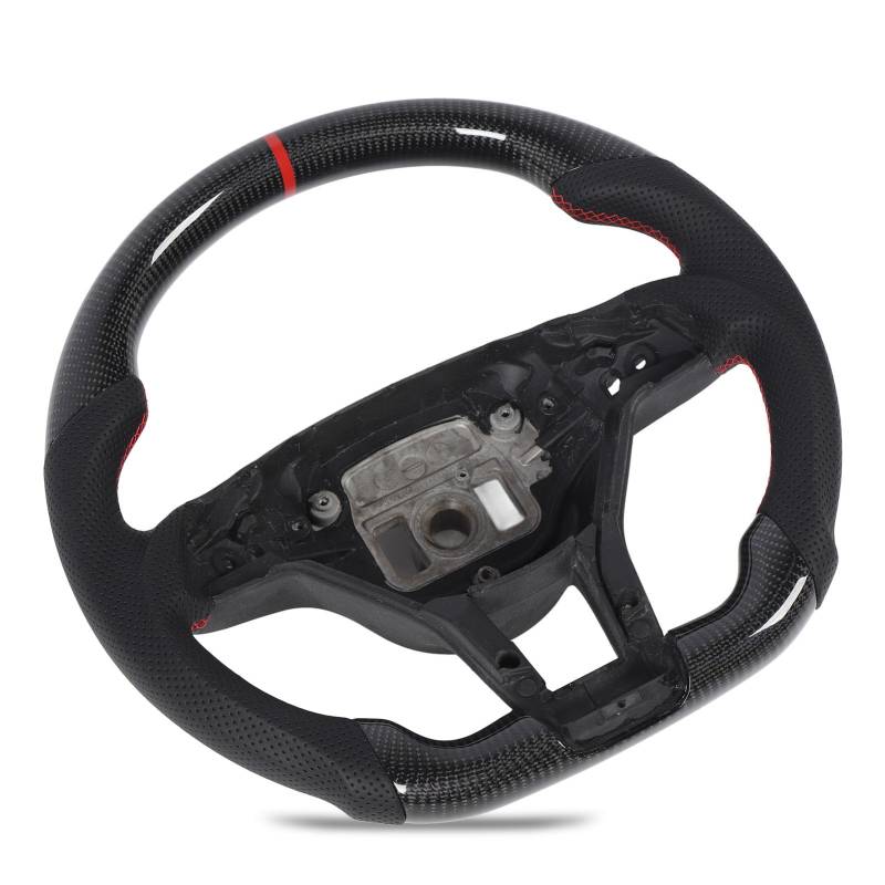 Kohle Faser Lenkrad Perforiertes Leder Rot Nähen Rennwagen Lenkrad für A CLA C E-Klasse W176 AMG Linie C117 W204 W212 2013 Bis 2015 von MasYosh