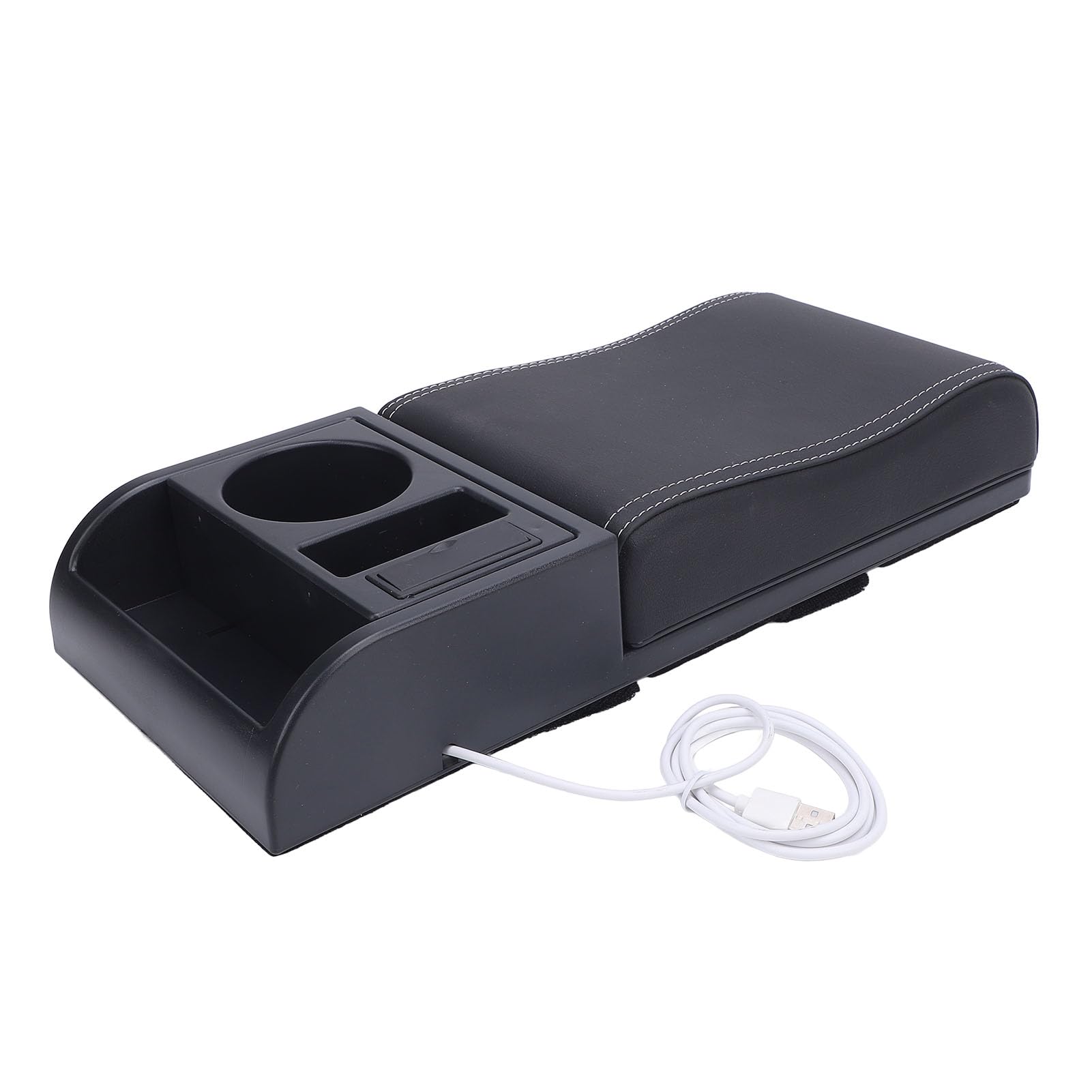 MasYosh Center Console Armlast Box Abdeckungslänge mit USB -Ladeanschluss -Tasse Halter Universal Fit Car Armlast Box Extender für die Meisten Fahrzeuge (Weiße Linie) von MasYosh