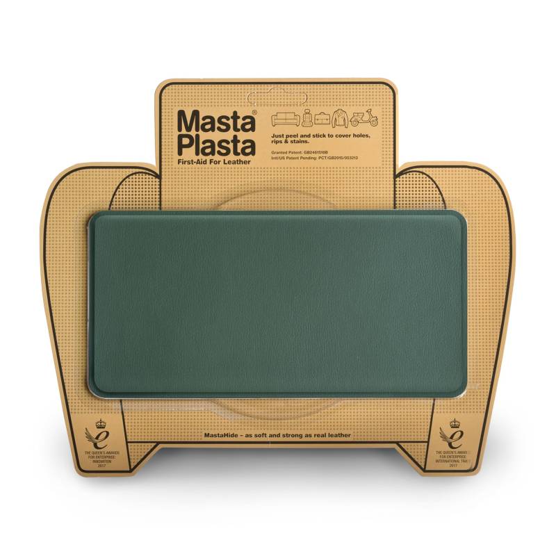 MastaPlasta Selbstklebende Premium Leder Reparatur Patch - Grün Leder - 20cm x 10cm. Sofortige Polsterung Qualität Patch für Sofas, Autositze, Jacken, DIY von MastaPlasta