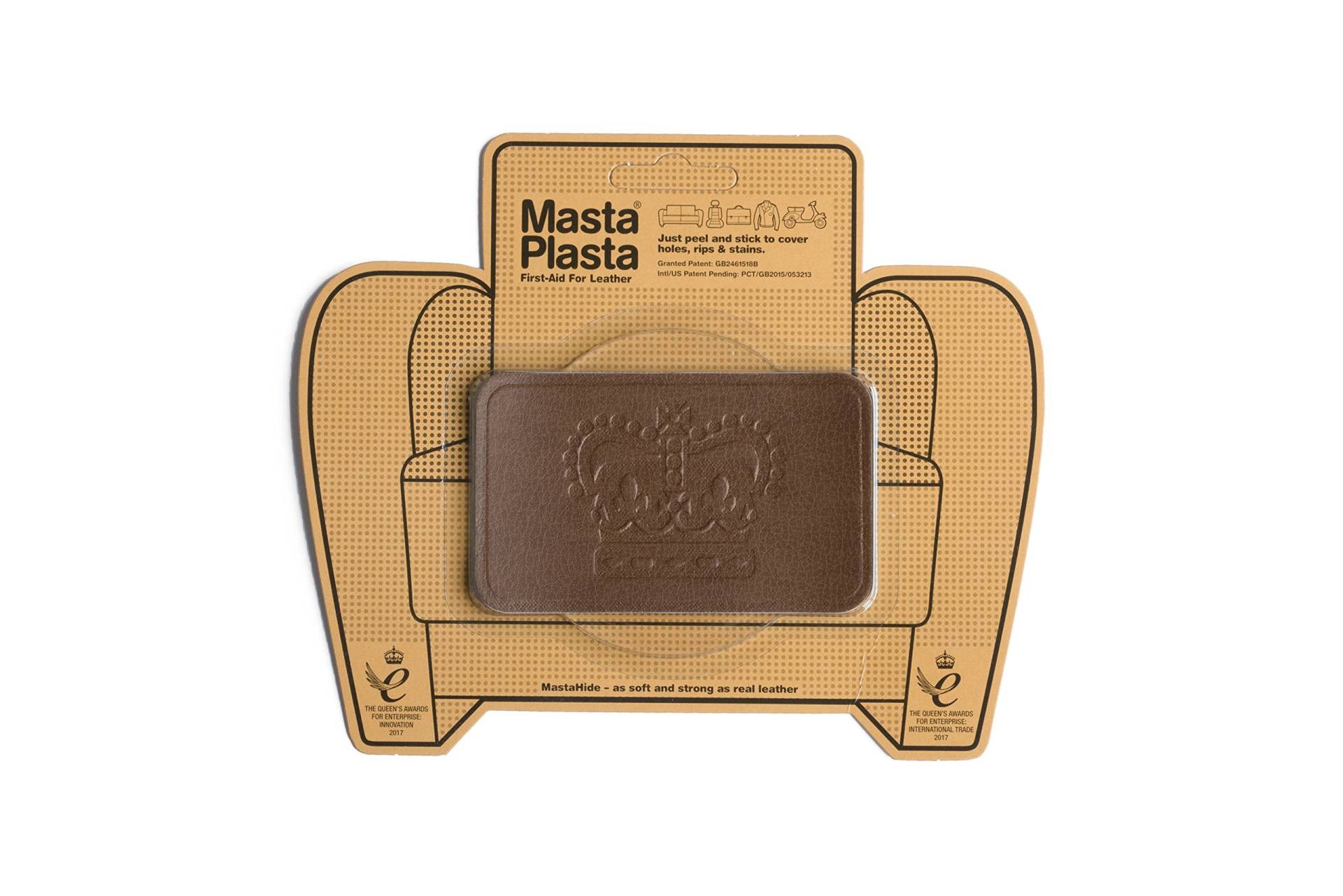 MastaPlasta Selbstklebende Premium Leder Reparatur Rund Patch - Hellbraun Krone 10cm x 6cm. Sofortige Polsterung Qualität Patch für Sofas, Autositze, Jacken, DIY von MastaPlasta