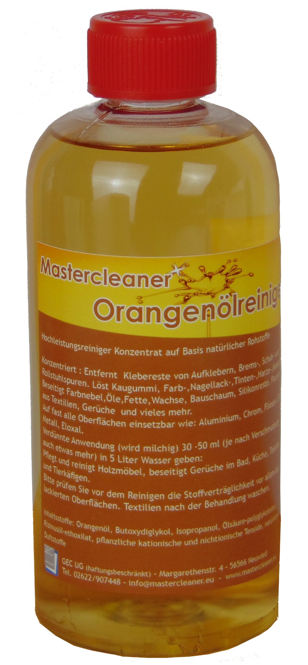 Mastercleaner Orangenölreiniger Konzentrat, Orangenreiniger auf Basis von natürlichem Orangenöl hochkonzentriert, Orangenreiniger 500ml von Mastercleaner