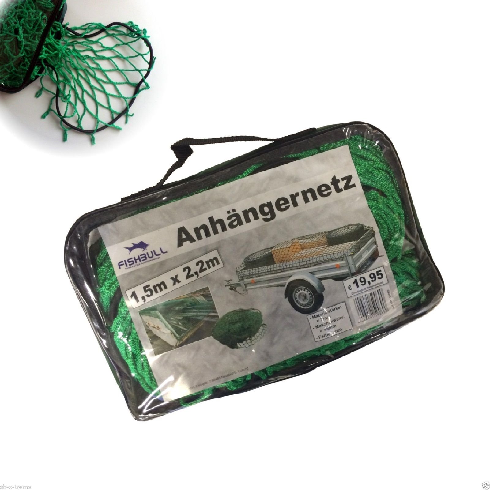 Anhängernetz 1,5 x 2,2 m Transportnetz Ladungssicherungsnetz von Masterproof Professional Tools