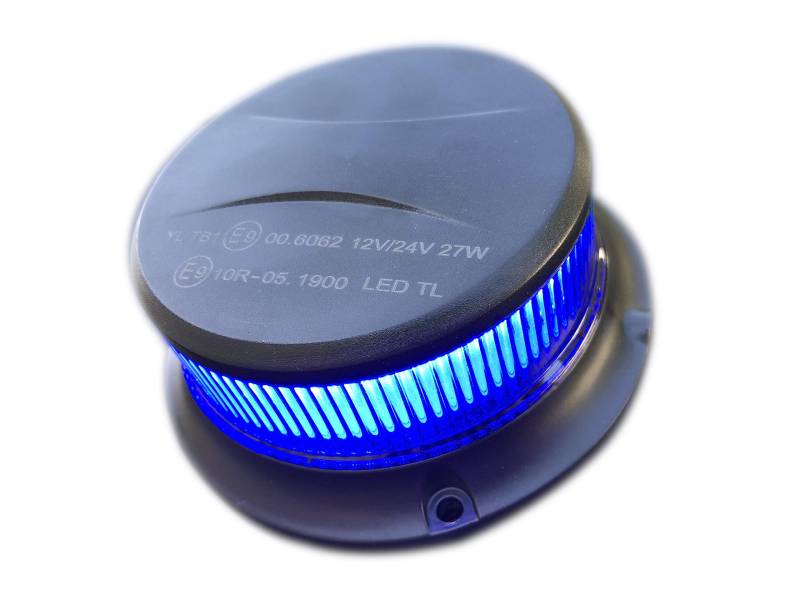 Blau LED Rundumleuchte Warnleuchte 18 LED mit ECE R65 R10 Magnet 3 Blitzmuster 12V 24V von Matel Service