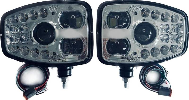 Matel Service LED Hauptscheinwerfer 12/24V Set für Traktoren, Baumaschinen und Bagger mit Fahrrichtungsanzeiger rechts und links, IP65, für R148 R149 R10, Straßenbeleuchtung und Baustellenbeleuchtung von Matel Service
