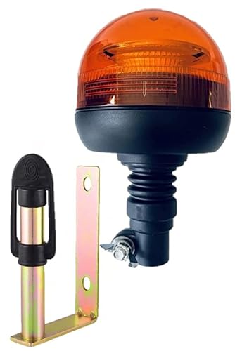 Matel Service Rundumleuchte orange, Warnleuchte mit flexiblem Fuß LED 12V 24V Für Straßenver 3 Funktionen R65 mit Aufsteckrohr Halterung U von Matel Service