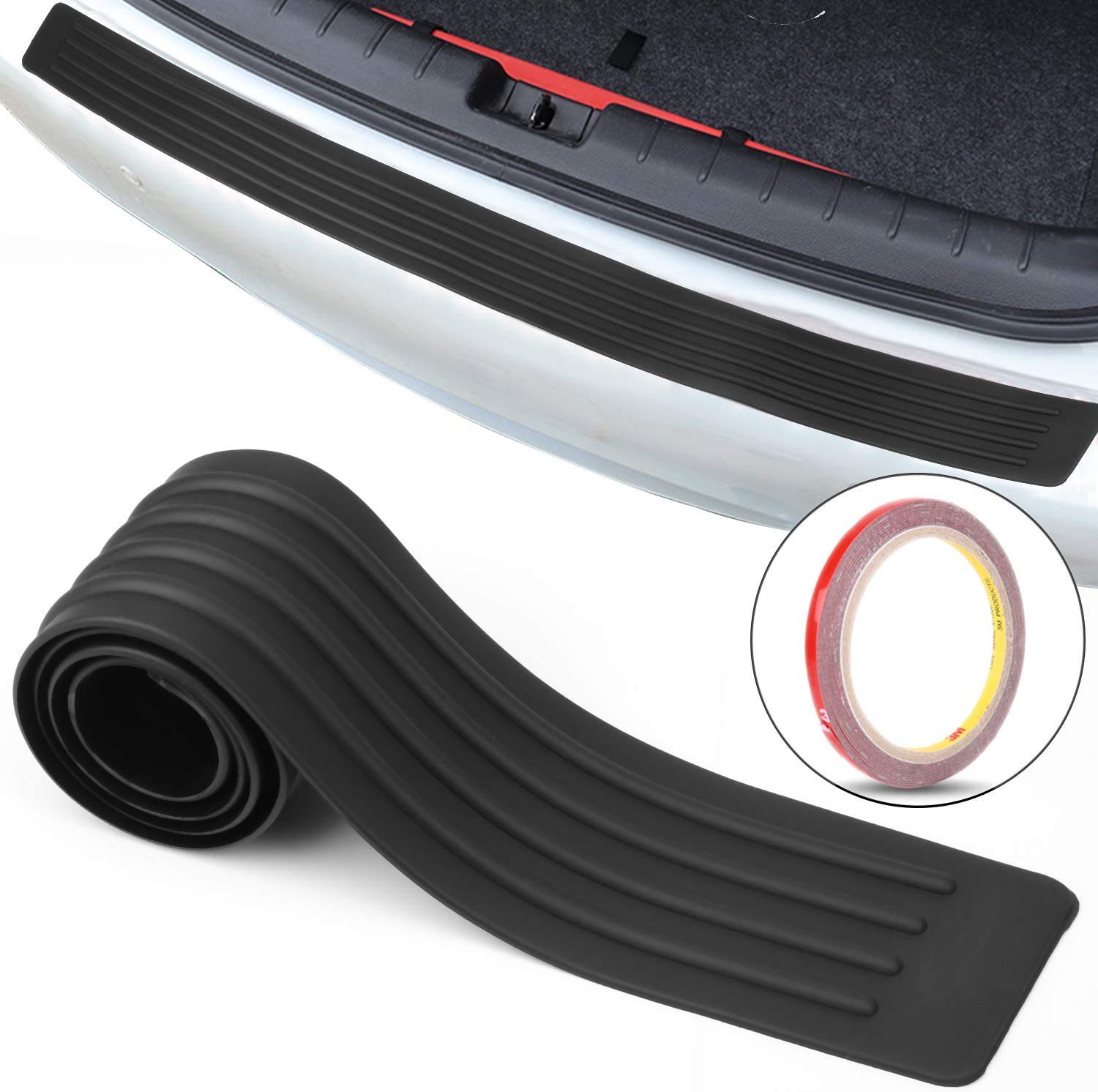 Auto-Heckstoßstangenschutz, Anti-Kollisions-Patch, Anti-Kratzen, Gummi, universal, Kofferraum-Tür-Eingang, für die meisten Autos, rutschfest, schwarz mit Klebeband, 88,9 cm Auto-Heckstoßstangenschutz, Anti-Kollisions-Patch, Anti-Kratzen, Gummi, universal, Kofferraum-Tür-Eingang, für die meisten Autos, rutschfest, schwarz mit Klebeband, 88,9 cm von Matericuo