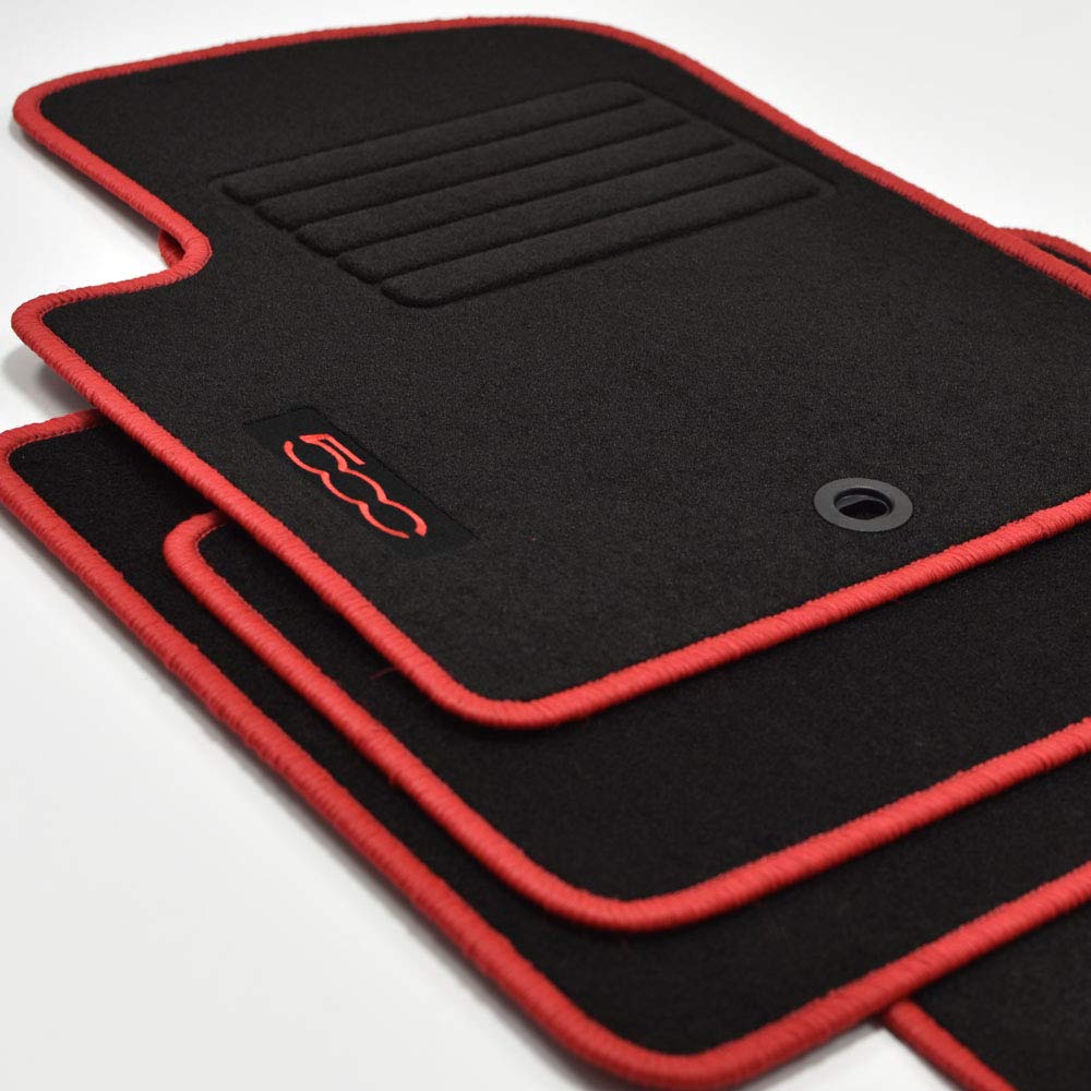 Velours Fußmatten geeignet für FIAT 500 und 500 C Cabrio ab Bj. 2007-2013 rot von Mattenprofis