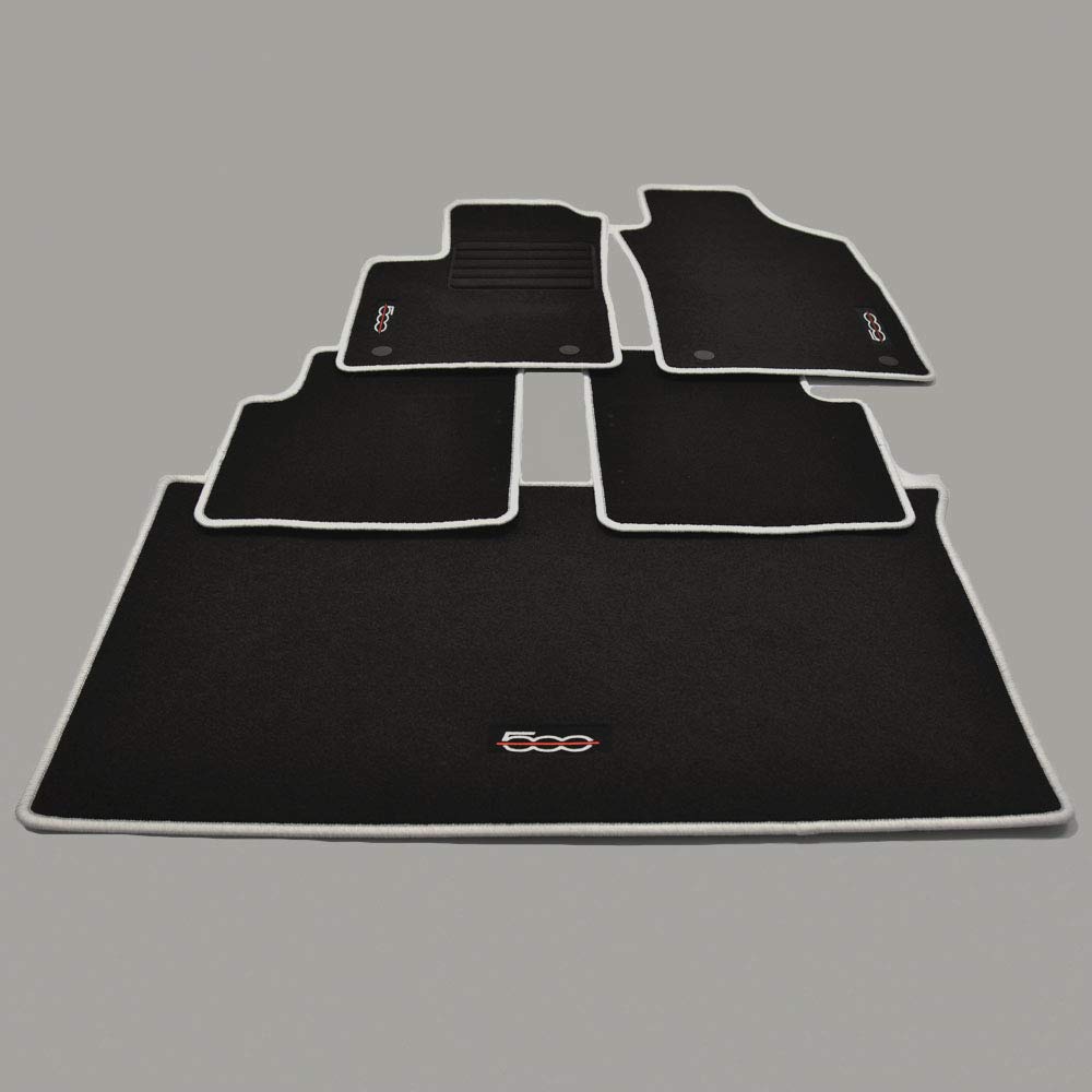 Velours Fußmatten und Kofferraum Set geeignet für FIAT 500 und 500 C Cabrio ab Bj 2013 Silber von Mattenprofis