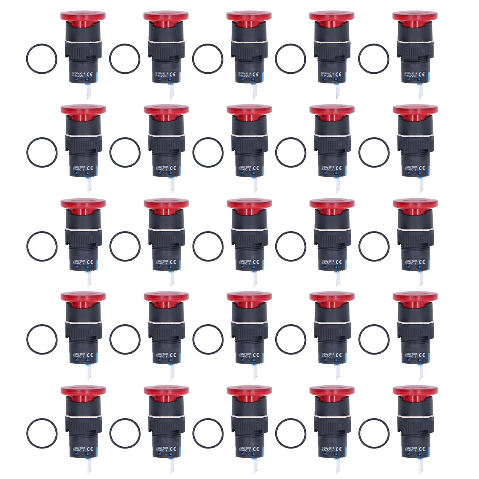 25PCS PILZ KOPF SELBST VERLOSSEN PUSH-SCHALTER 16MM MOUNTING LOCH LIGHT INDUSTRIELLE AUSRÜSTUNG TEXTILE (BEM-LA16-11MS-R) von Mavaol