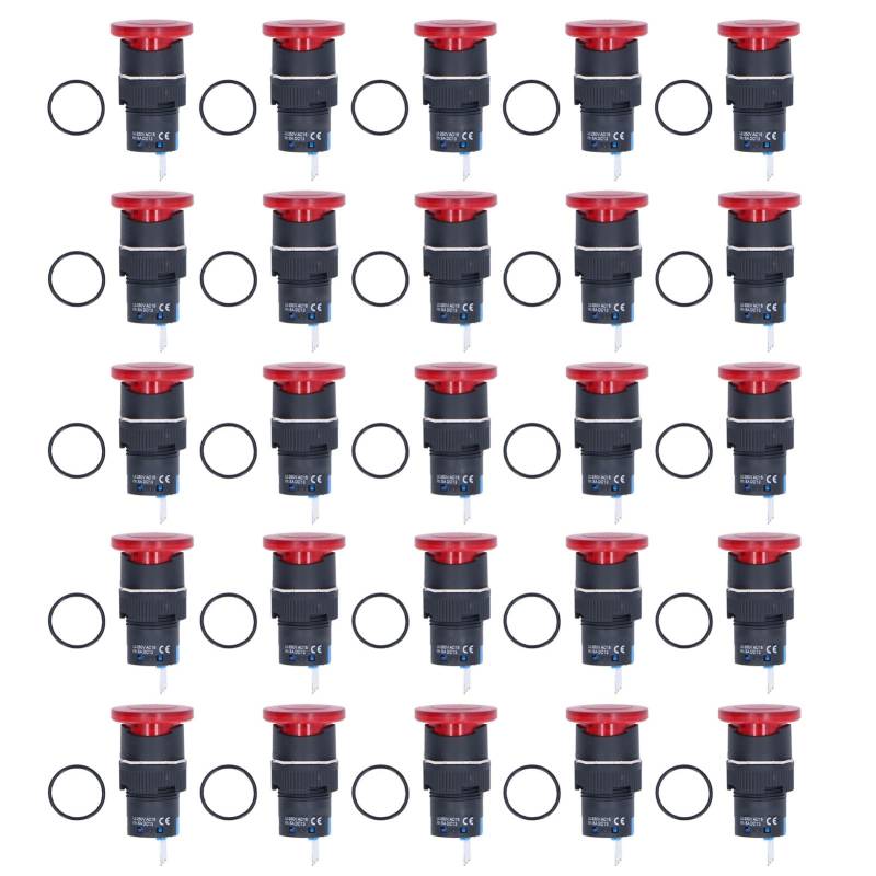 25PCS PILZ KOPF SELBST VERLOSSEN PUSH-SCHALTER 16MM MOUNTING LOCH LIGHT INDUSTRIELLE AUSRÜSTUNG TEXTILE (BEM-LA16-11MS-R) von Mavaol