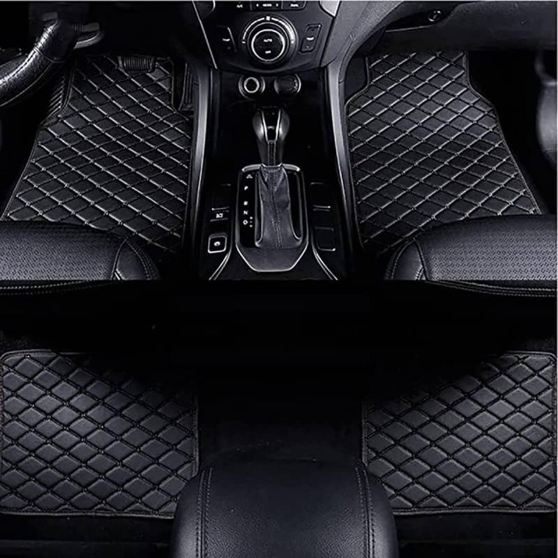Auto Leder Fußmatten für-Volkswagen VW Phaeton Phideon Polo Santana Scirocco Sharan T-Cross, nach Maß wasserdichte rutschfeste einfach zu reinigen Interieur Bodenmatte Zubehör,Black von Mavery