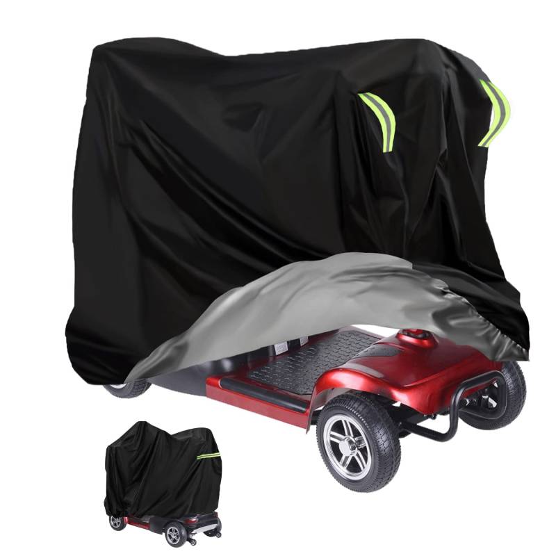 MaxAwe 140 x 66 x 91cm Elektromobil Abdeckplane, wasserdichte Elektromobil Abdeckung, 420 Oxford-Abdeckung Heavy Duty Mobilitätsroller Rollerabdeckung mit Gummiband für Behinderung Scooter Schutzhülle von MaxAwe