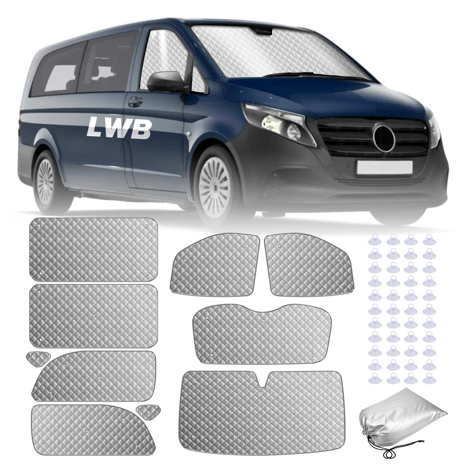MaxEarn 10Stk Thermomatte passend für VITO III W447/Viano 2014-2024 LWB, Innen Auto Sonnenblende Frontscheibenabdeckung, Thermo Jalousien Set, Verdunkelung Sonnenschutz Windschutzscheiben Matte MaxEarn 10Stk Thermomatte passend für VITO III W447/Viano 2014-2024 LWB, Innen Auto Sonnenblende Frontscheibenabdeckung, Thermo Jalousien Set, Verdunkelung Sonnenschutz Windschutzscheiben Matte von MaxEarn