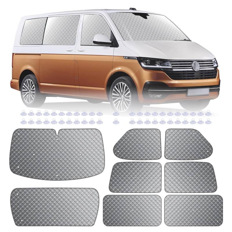 MaxEarn 8Stk Thermomatte Fahrerhaus passend für VW T4 SWB, Luxus Interne Auto Sonnenblende Frontscheibenabdeckung, Faltbare Thermo Jalousien Set Verdunkelung, Sonnenschutz Windschutzscheiben Matte von MaxEarn