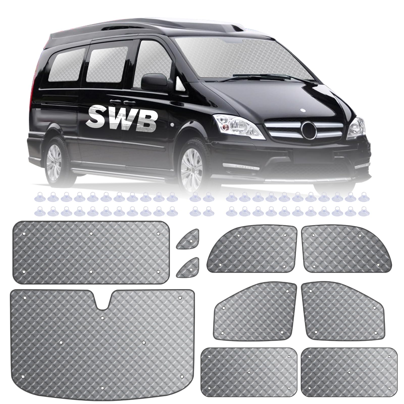 MaxEarn 8Stk Thermomatte Interne Auto passend für VITO II W639/Viano 2003-2014 SWB L2, Sonnenblende Frontscheibenabdeckung, Thermo Jalousien Set Verdunkelung, Sonnenschutz Windschutzscheiben Matte MaxEarn 8Stk Thermomatte Interne Auto passend für VITO II W639/Viano 2003-2014 SWB L2, Sonnenblende Frontscheibenabdeckung, Thermo Jalousien Set Verdunkelung, Sonnenschutz Windschutzscheiben Matte von MaxEarn